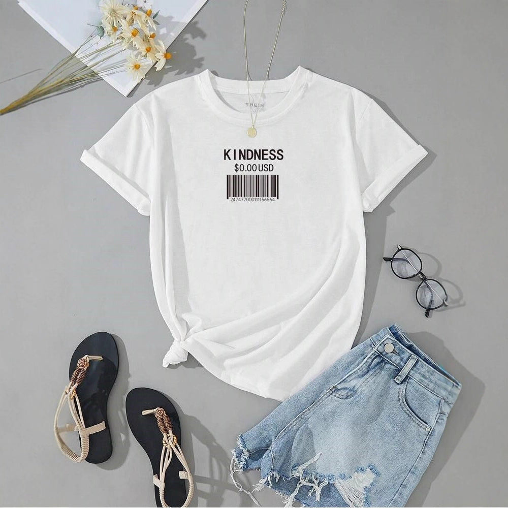 Damen T-Shirt mit kreativem Barcode-Design R&B