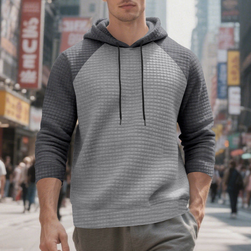 Herren nan gesteppter Kapuzenpullover mit Raglanärmeln und Kordelzug R&B