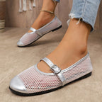 Damen Komfortable Netz-Ballerinas mit dekorativem Riemchen R&B