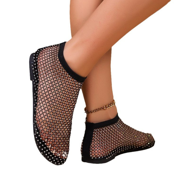 Damen Netzsandalen mit funkelnden Applikationen und elastischem Knöchelbereich R&B