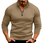 Herren nan taillierter Feinstrickpullover mit kurzem Reißverschluss und Stehkragen R&B