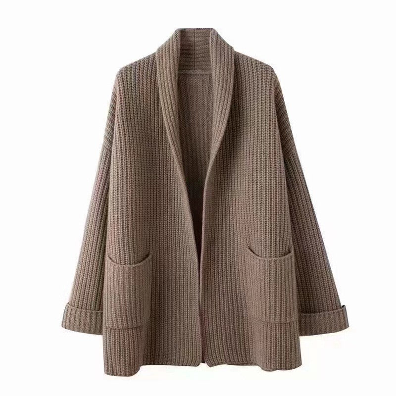 Damen Gemütlicher Strickcardigan mit tiefen Taschen R&B
