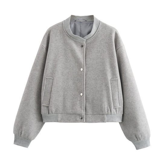 Damen sportliche Bomberjacke mit seitlichen Eingrifftaschen und elastischen Bündchen R&B