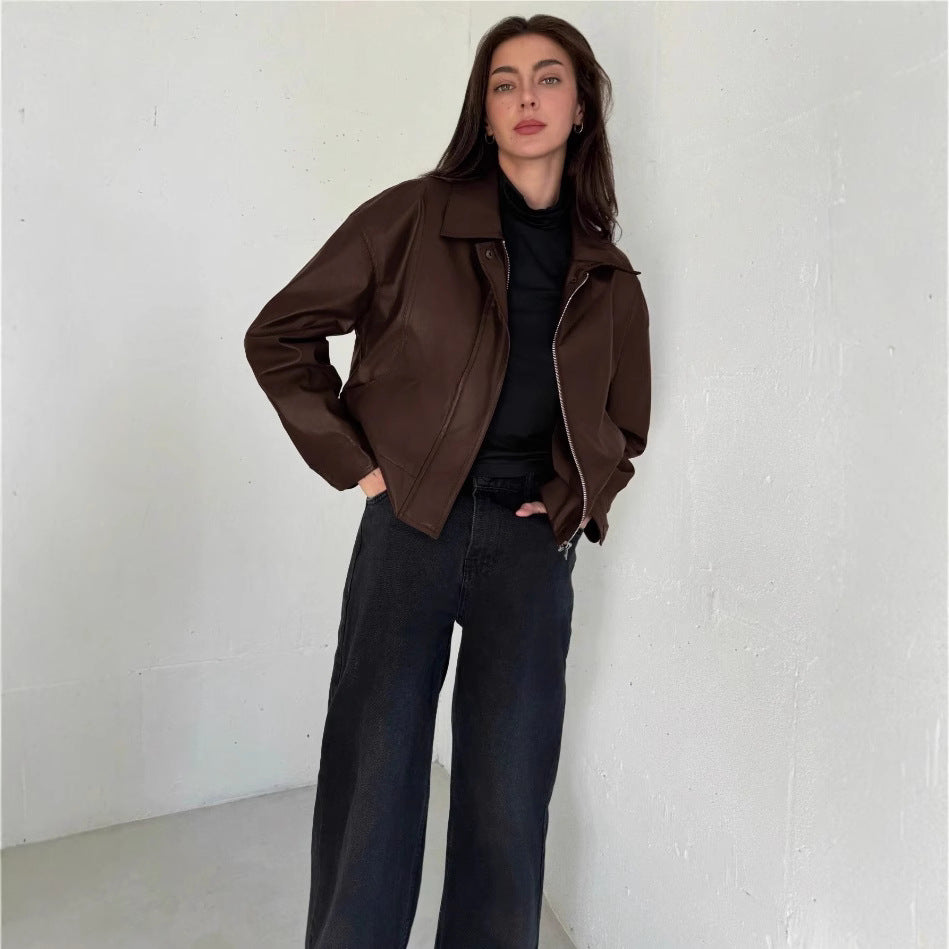 Damen Kunstlederjacke im modernen Biker-Stil R&B