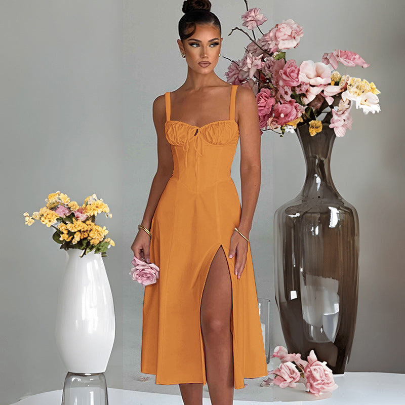 Damen elegante A-Linien Kleid mit charmanten Rüschendetails R&B