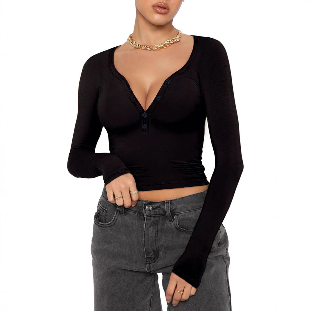 Damen Figurbetontes Langarmshirt aus elastischem Stoff R&B