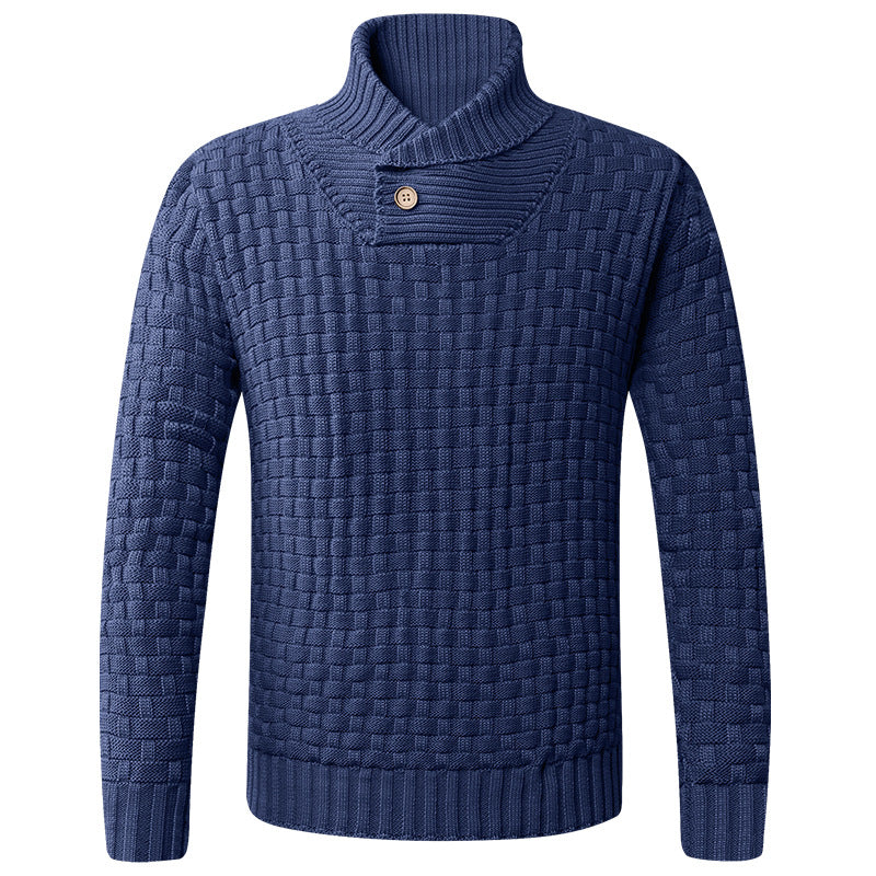 Herren Strickpullover mit modernem Zopfmuster und Stehkragen R&B