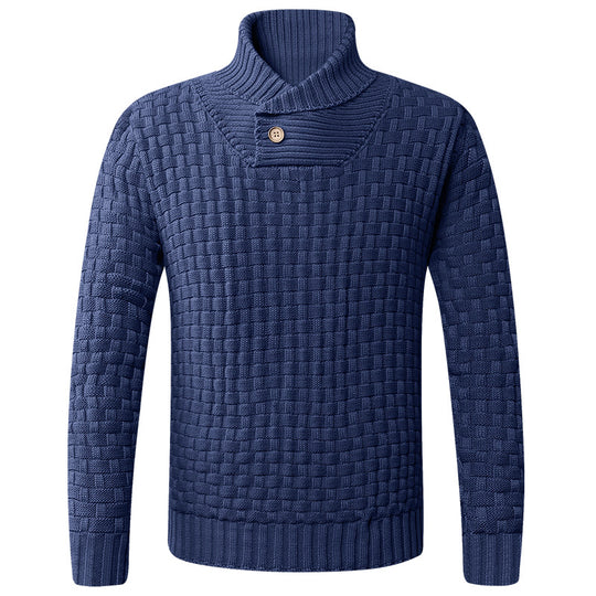 Herren Strickpullover mit modernem Zopfmuster und Stehkragen R&B