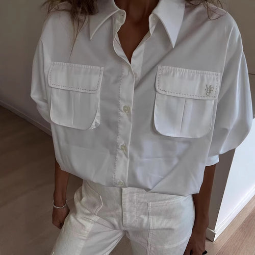 Damen Blusenshirt mit lässigem Schnitt und praktischen Brusttaschen R&B