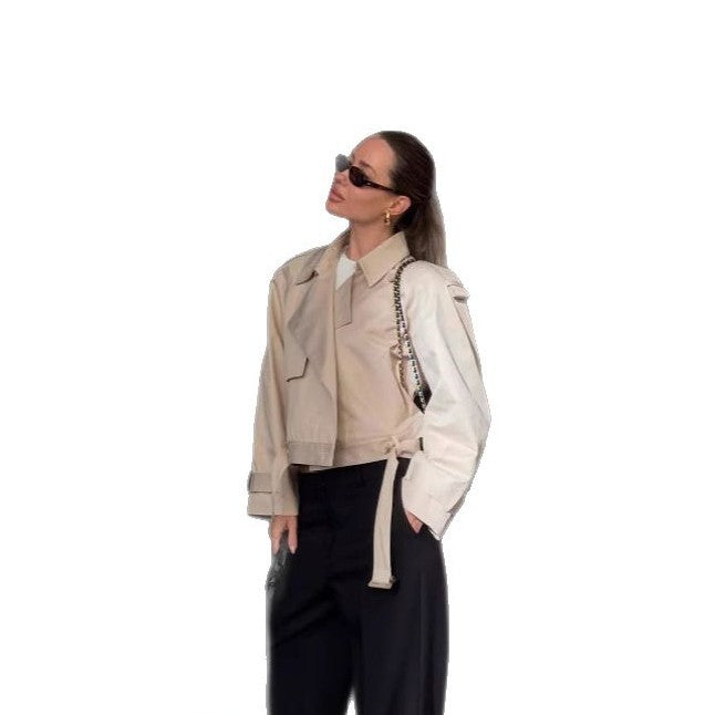 Damen elegante Trenchjacke mit innovativem Schnitt und praktischen Details R&B