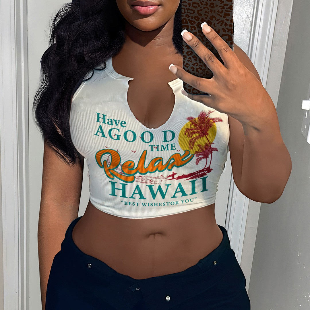Damen Crop-Top mit auffälligem Schriftzug und lockerer Passform R&B