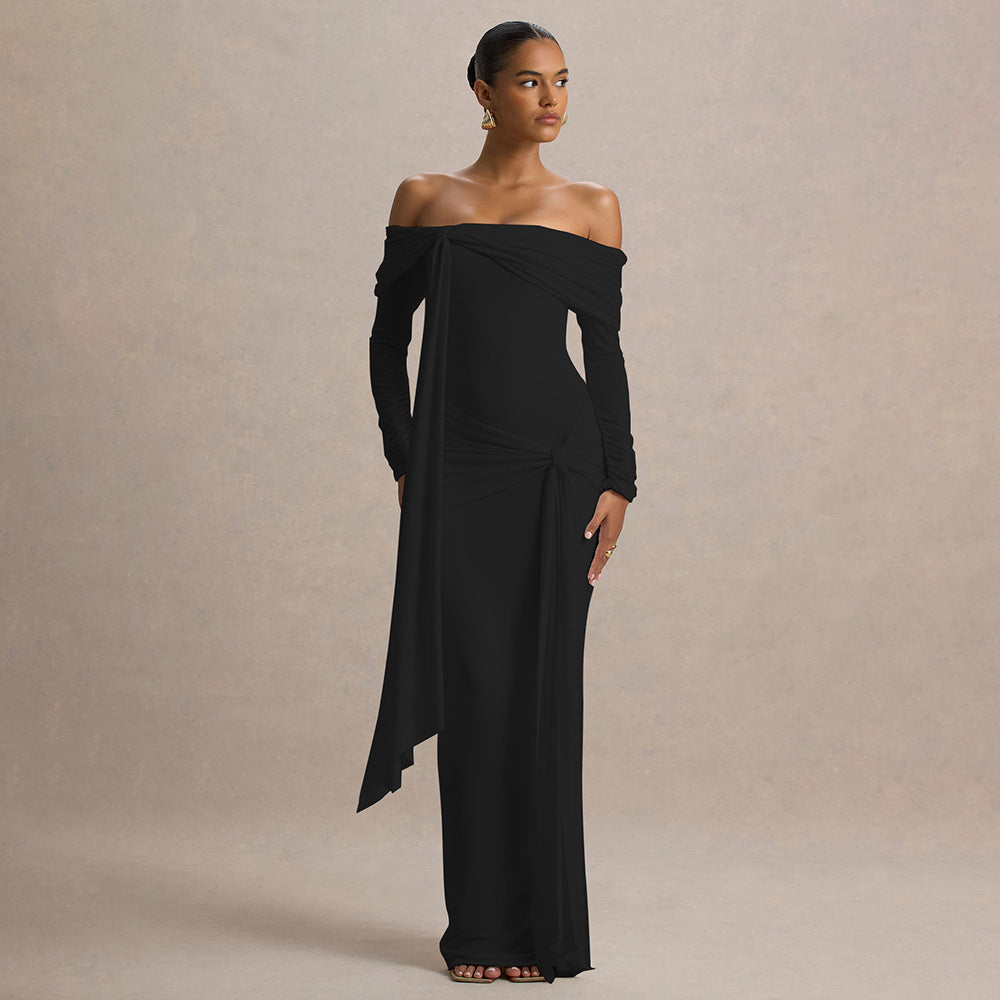 Damen Elegantes Off-Shoulder Abendkleid mit drapierter Silhouette R&B