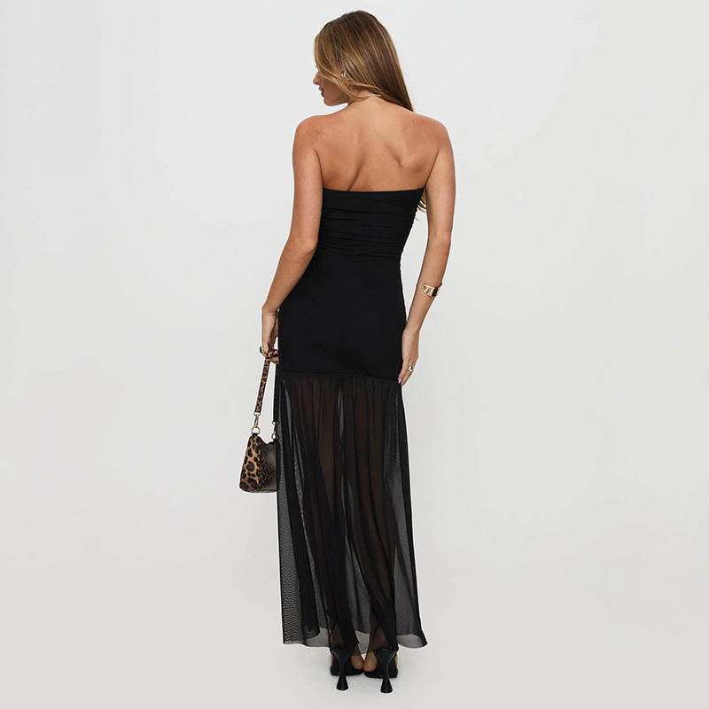 Damen Maxikleid mit elegantem Rüschensaum und figurbetontem Oberteil R&B
