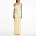 Damen Elegantes Maxikleid mit asymmetrischem Oberteil und fließendem Schnitt R&B