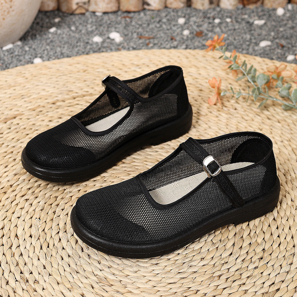 Damen Mesh-Ballerinas mit verstellbarem Riemen R&B