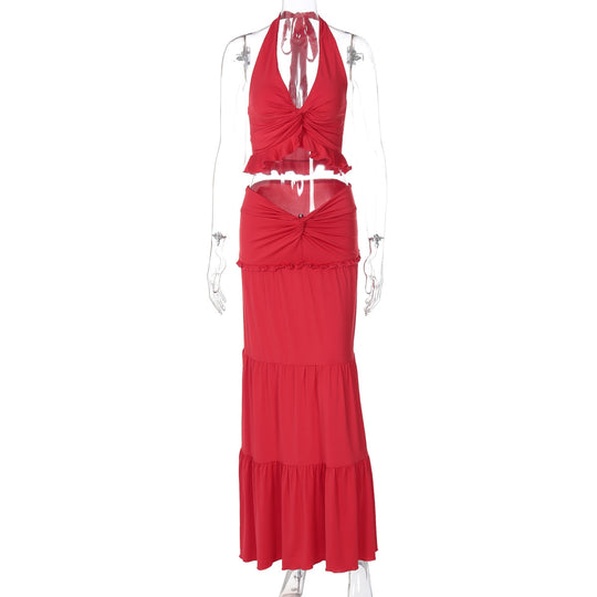 Damen Maxi-Kleid mit offener Rückenpartie und innovativem Wickeldesign R&B