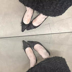 Damen elegante Pumps mit modischem Schleifen-Detail und Glitzerelementen R&B