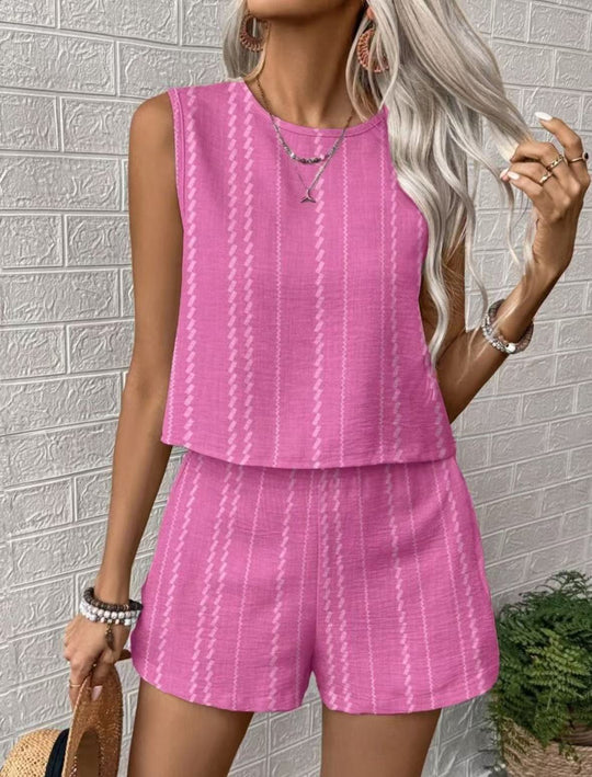Damen Stilvolles Zweiteiliges Set mit gestreiftem Design und elastischem Bund R&B