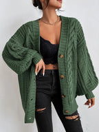 Damen Grobstrick-Cardigan mit dekorativem Zopfmuster R&B
