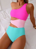 Damen Cut-Out Badeanzug mit asymmetrischem Design R&B