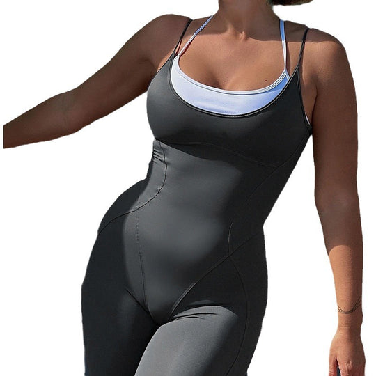 Damen Figurbetonter Jumpsuit mit Trägern und asymmetrischem Saum R&B