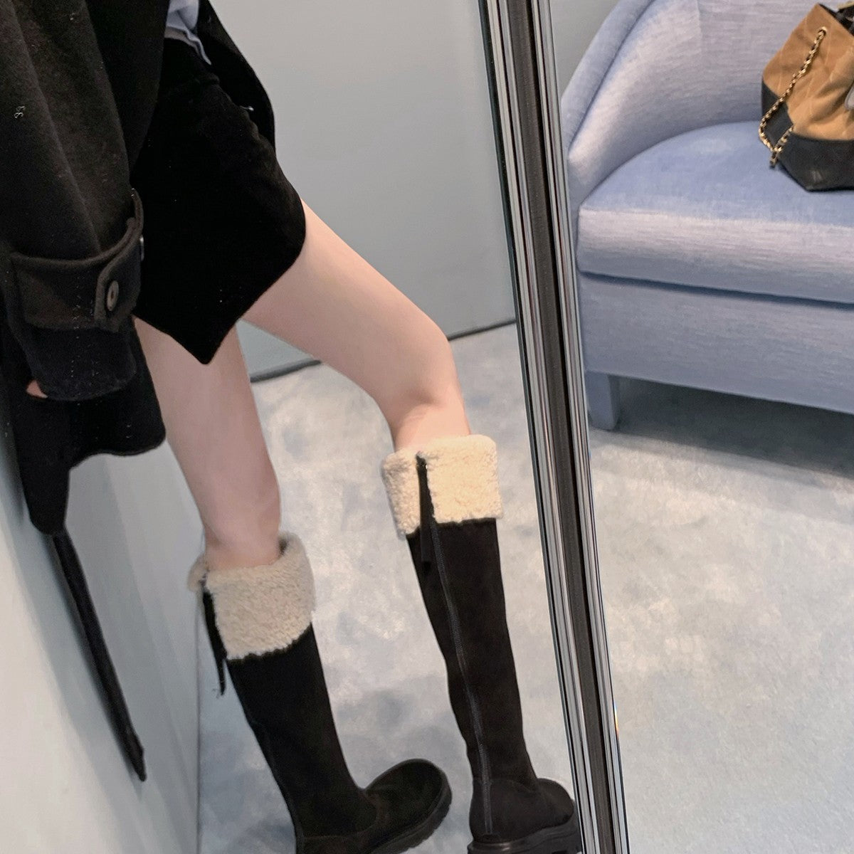 Damen Winterstiefel mit warmem Kunstfellkragen und robuster Sohle R&B