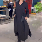 Damen Maxikleid mit praktischen Seitentaschen und modernem Hemdblusenkragen