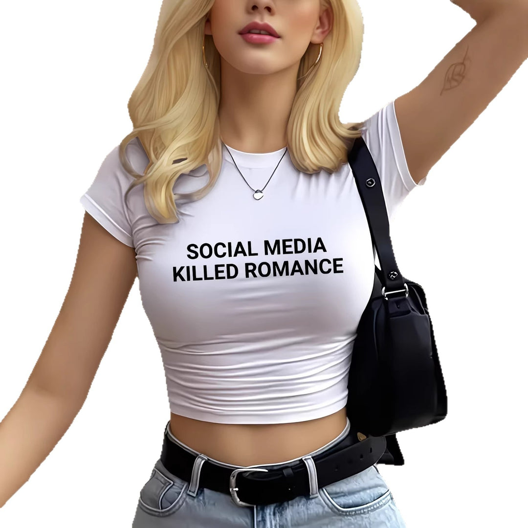 Damen Crop-T-Shirt mit inspirierendem Statement-Print R&B