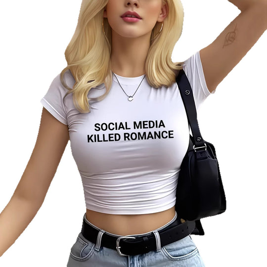 Damen Crop-T-Shirt mit inspirierendem Statement-Print R&B