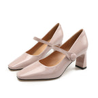 Damen elegante Pumps mit modischem Riemen und komfortablem Blockabsatz