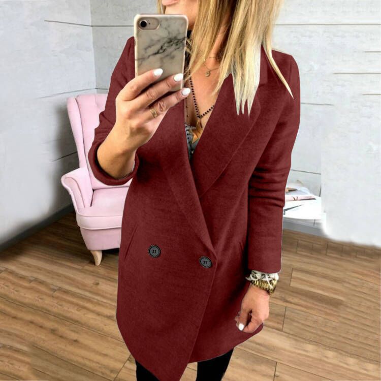 Damen Überlanger, taillierter Mantel mit elegantem Revers und praktischen Taschen R&B