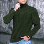 Herren Pullover mit hohem Kragen und strukturiertem Zopfmuster R&B