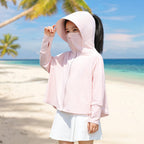 Damen nan Kinder UV-Schutz Sonnenjacke mit Kapuze und integrierter Gesichtsabdeckung  R&B