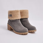 Damen Stiefel mit weichem Kunstfellkragen und robuster Sohle R&B