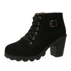 Damen Schnürstiefeletten mit Blockabsatz und Reißverschluss R&B