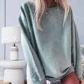 Damen Lässiger Rippstrick-Pullover mit weitem Schnitt R&B
