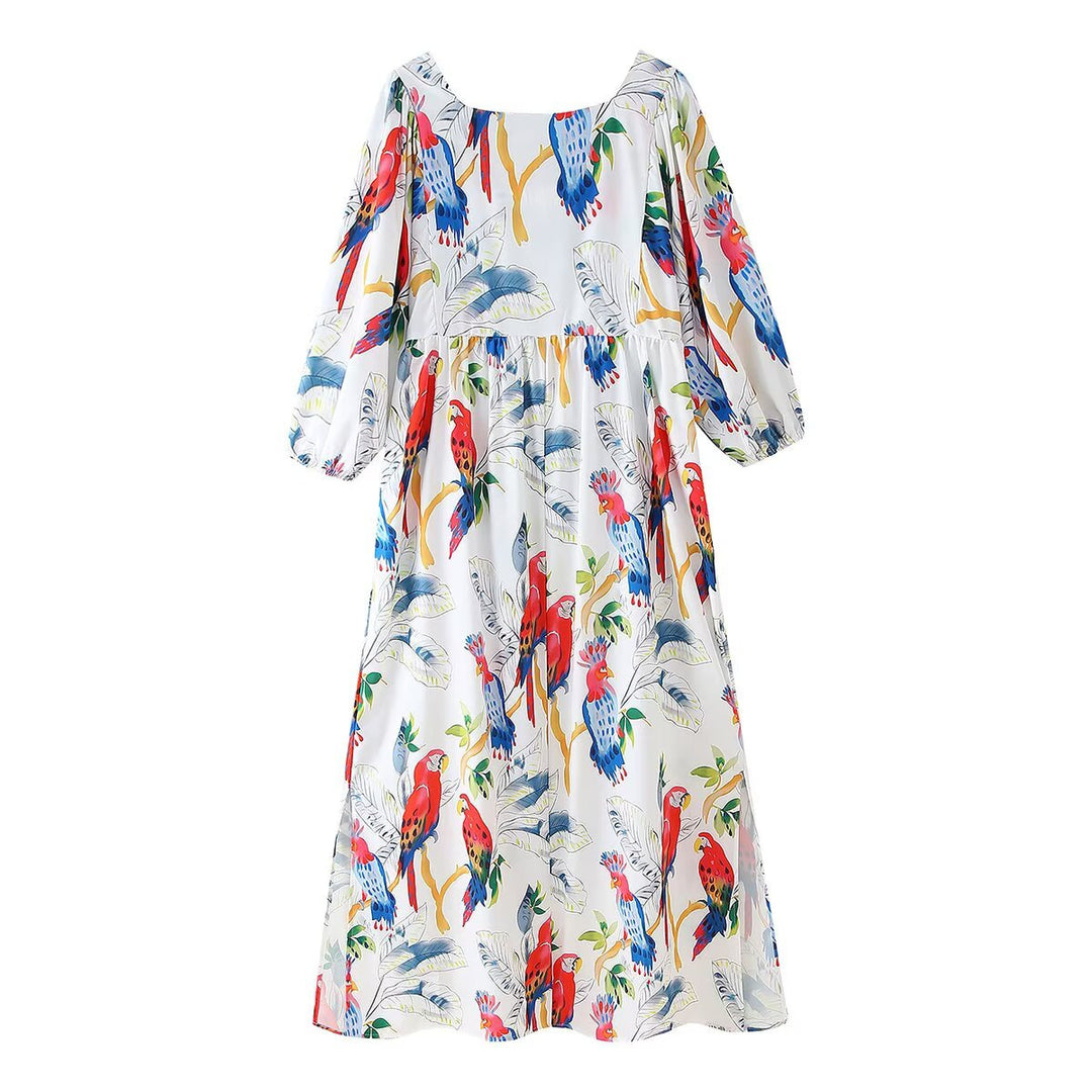 Damen Maxikleid mit floralen Mustern und luftigen Ärmeln R&B