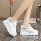 Damen modische Plateau-Sneaker mit Glitzer-Akzenten und bequemer Dämpfung R&B