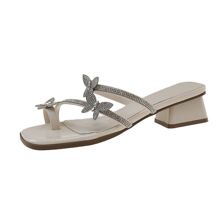 Damen elegante Sandaletten mit funkelnden Schmetterlingsapplikationen R&B