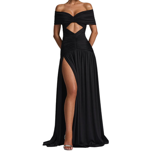 Damen Elegantes Off-Shoulder Maxikleid mit praktischem Cut-Out R&B