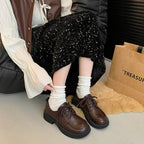 Damen modische Schnürschuhe mit klobiger Sohle und glänzender Oberfläche R&B