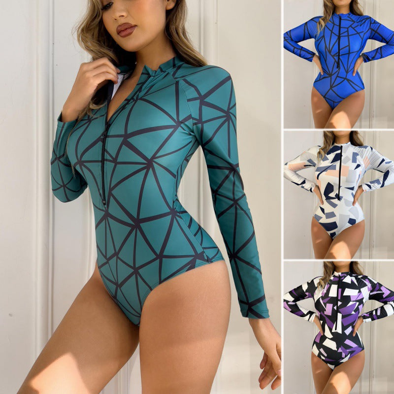 Damen Surfanzug mit geometrischem Design und praktischem Reißverschluss R&B
