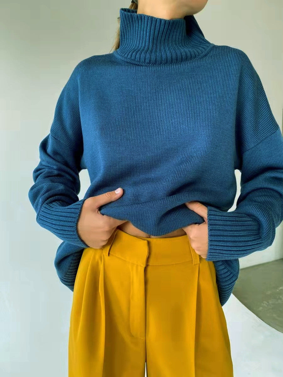 Damen eleganter Rollkragenpullover aus feinem Strick R&B