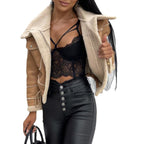 Damen kurze Jacke mit Sherpa-Futter R&B