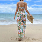 Damen Badeset mit floralem Design und lockeren Palazzohosen R&B