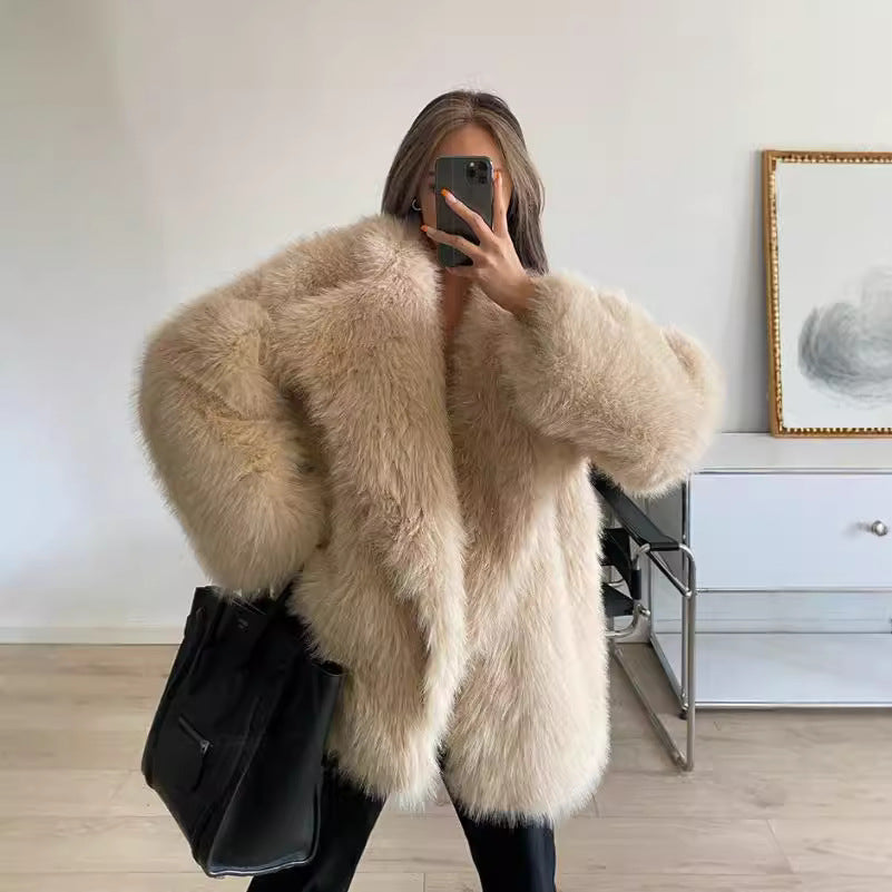 Damen Boucle Kunstfelljacke R&B