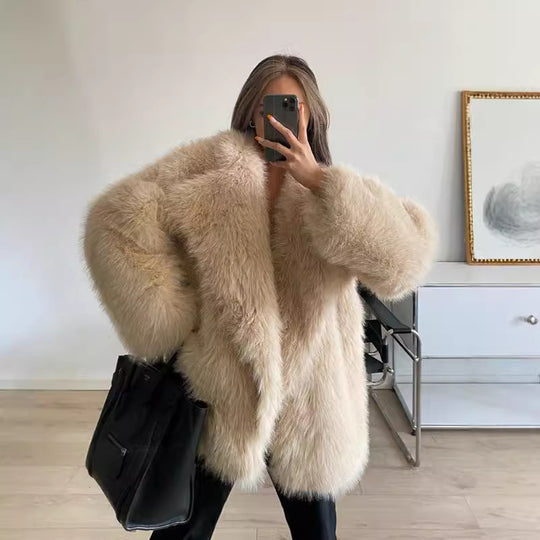 Damen Boucle Kunstfelljacke R&B