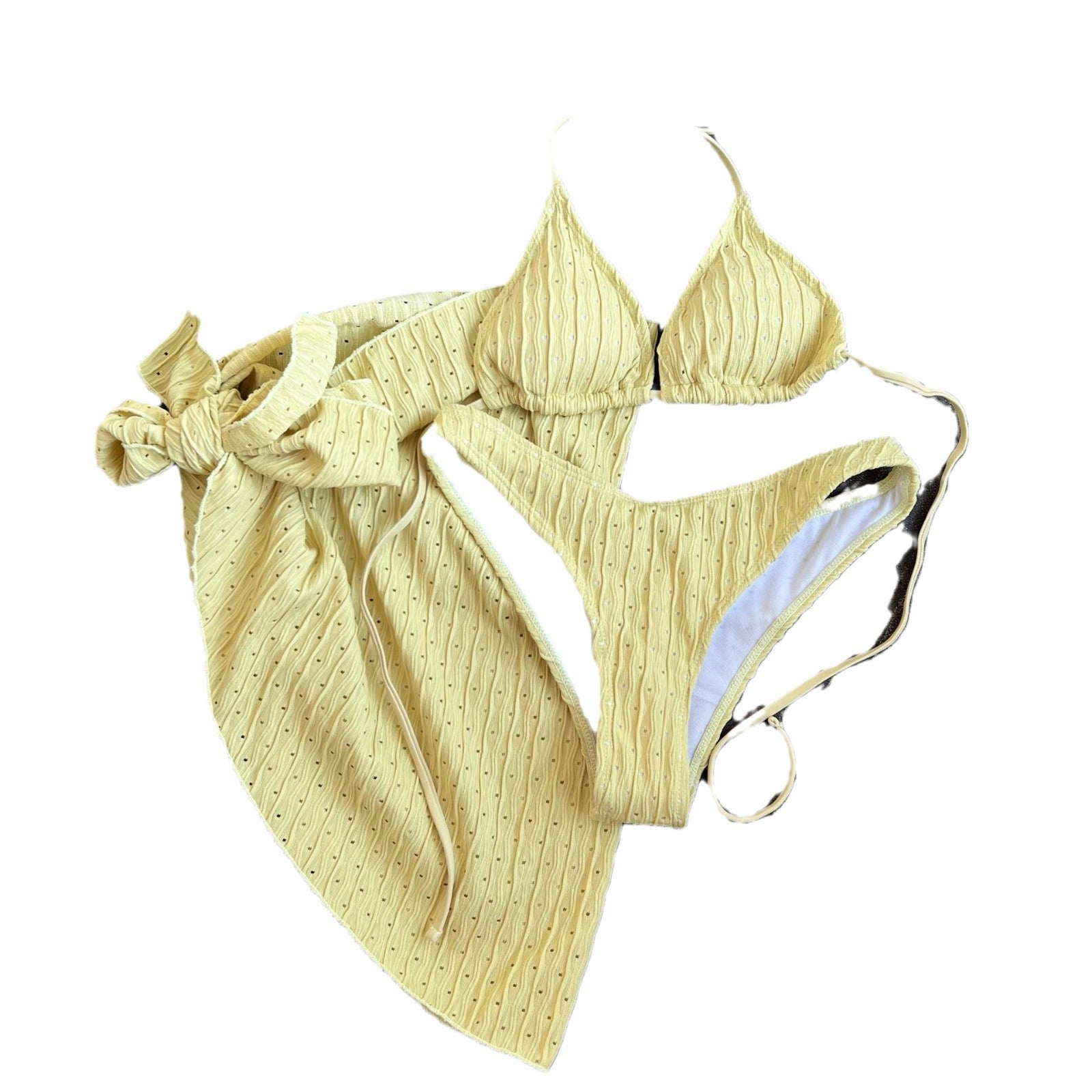 Damen Bikini-Set mit leicht glänzendem Design und verspieltem Wickelrock R&B