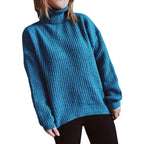 Damen Grobstrickpullover mit strukturiertem Muster und hohem Kragen R&B
