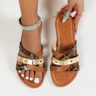 Damen modische Sandalen mit animalischem Muster und eleganten Riemen R&B